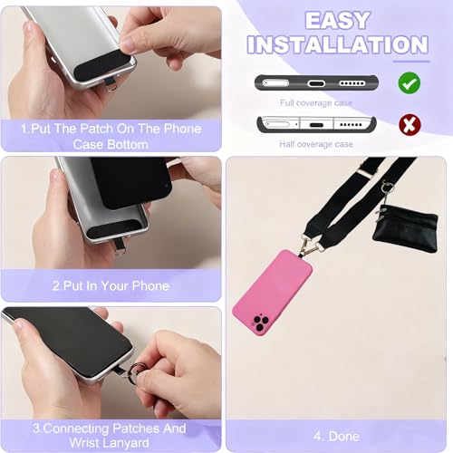 1Pack Canvas Phone Strap Crossbody Phone Strap Adjustable Anti Theft phone Lanyard for Women Phone Bags ID Cards - color: Black