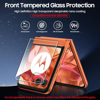 Spugan for Motorola Razr 2026/ 2025/ 2024 Screen Protectors, 2 Pcs Inner Screen TPU Protective Film [Installation Kit]+2 Pcs Outer Screen Tempered Film, Durable, Scratch Resistant, Bubble Free, Newbie Friendly, Ultra HD - size: Razr 2024/ 2025