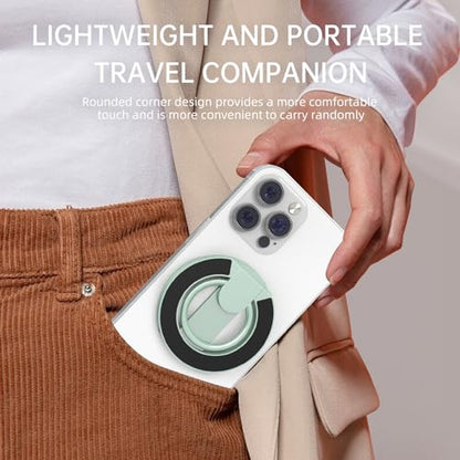 RESPECTED BRO-Magnetic-Phone-Ring-Holder with Dual Rings, Compatible with iPhone 17/16/15/14/13/12, Multifunctional Stand for Office, Gym, Kitchen & All Metal Surfaces, Finger Loop Grip (Light Green) - color: Light Green