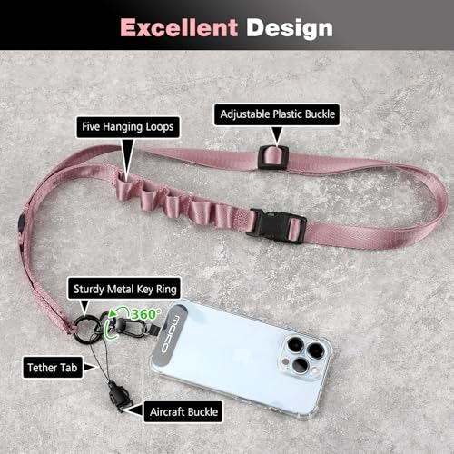 MoKo Adjustable Phone Lanyard Crossbody Strap with Detachable Quick Buckle - color: Rose Gold