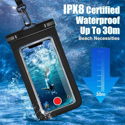Waterproof Phone Pouch -2 Pack, IPX8 Universal Waterproof Case Dry Bag Phone Protector for iPhone 17/16/15/14 Pro Max Plus XS XR X8 Galaxy S25 S24 Pixel Up to 8.4" - color: Black & Clear