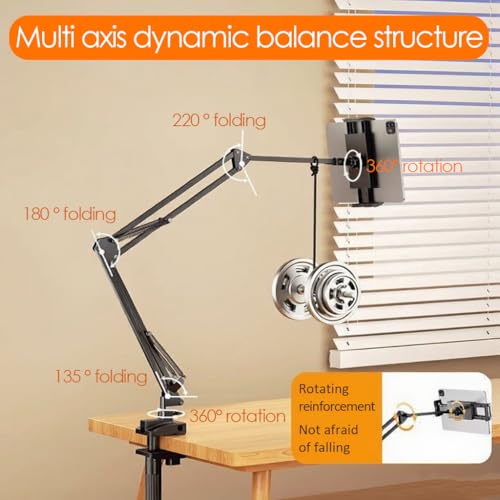 YTDSUPTablet Stand for Desk, 360° Rotation, Adjustable Gooseneck Tablet Arm - size: Base - 5 Hole Positions
