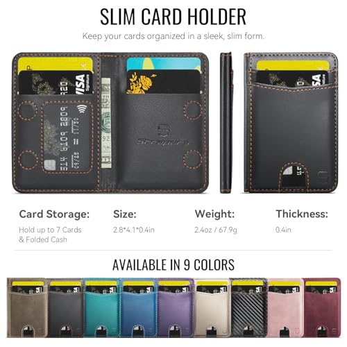 Strapurs Strong Magnetic Wallet Card Holder for MagSafe Phones and Cases, Slim PU Leather Detachable Phone Wallet with 6 Card Slots RFID Blocking for iPhone 17/16/15/14/13/12/Pro/Max/Plus – Black - color: Black