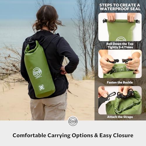 5/10/25/30/40L Waterproof Dry Bag, Medium Lightweight Roll Top Dry Bag Backpack w/Waterproof Phone Case, Kayaking, Travel, Hiking, Fishing, Tubing, Camping, the Beach, Men/Women (Green) - color: 5/10l Green, size: 10L