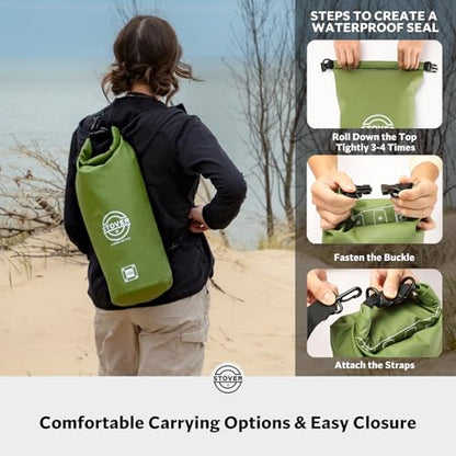 5/10/25/30/40L Waterproof Dry Bag, Medium Lightweight Roll Top Dry Bag Backpack w/Waterproof Phone Case, Kayaking, Travel, Hiking, Fishing, Tubing, Camping, the Beach, Men/Women (Green) - color: 5/10l Green, size: 10L