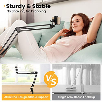 TARION Overhead Phone Stand Articulating Boom Stand Lazy Arm Black