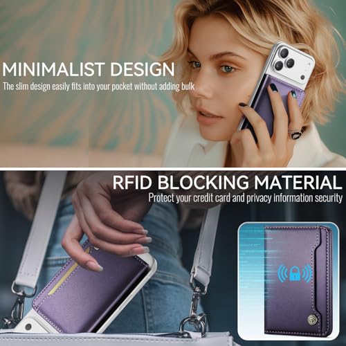 Vinich for MagSafe Wallet Magnetic RFID Blocking Card Holder, Purple - color: Purple
