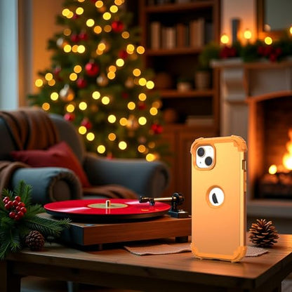 IDweel for iPhone 15 Case with Screen Protector,Luxury 3 in 1 Shockproof Slim Fit Hybrid Heavy Duty Protection Glitter Hard PC Cover Soft Silicone Bumper Full Body Case,Sundial Yellow - color: Sundial Yellow