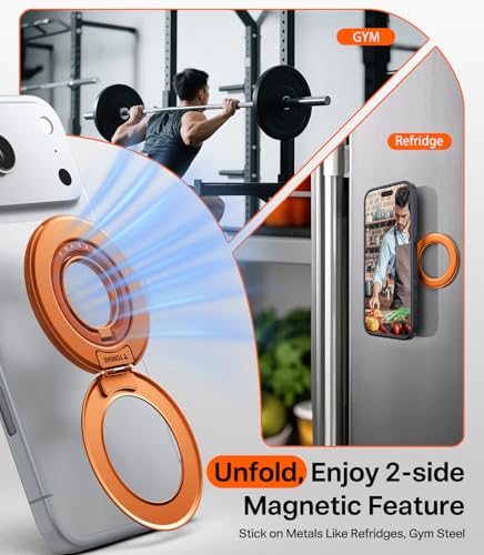 TORRAS 2025 Flagship 360 Magnetic Phone Grip Ring Holder Kickstand, Orange - color: Orange