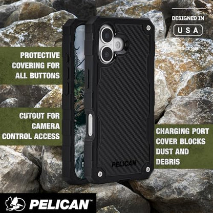 Pelican Shield iPhone 17 Case - Rugged MagSafe Phone Case - Carbon | Magnetic Phone Case w/24ft Military Grade Drop Protection - Phone Cover w/ Belt Clip Holster Kickstand for iPhone 17 - color: Carbon, style: iPhone 17