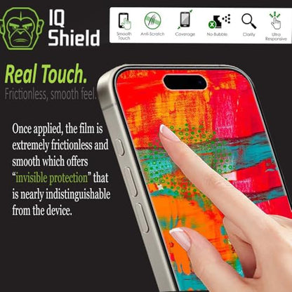 IQShield 2 Pack Screen Protector for iPhone 15 Pro Max, Easy Install, Ultra Thin, Anti-Scratch, Anti-Bubble, Smudge Resistant, Clear TPU Film - size: 6.7