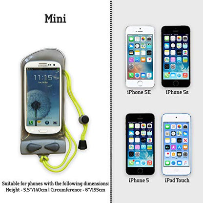 Aquapac Waterproof Phone Case, Mini, Grey | iPhone and Android, Made in The UK, Hiking, Mountain Biking, Running Accessory, Floating, IPX8 certified to 30 ft deep. - color: Grey, size: Mini