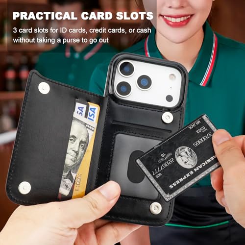 ONETOP for iPhone 18/17 Pro Wallet Case with Credit Card Holder,Black - color: Black