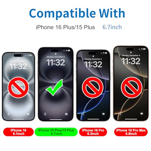 Mothca Matte Glass Full Coverage Screen Protector for iPhone 16 Plus/iPhone 15 Plus 6.7-inch, Anti-Glare Anti-Fingerprint Tempered Glass with Easy Installation Tool, Case Friendly, Smooth as Silk - size: iPhone 16 Plus/15 Plus-6.7 Inch