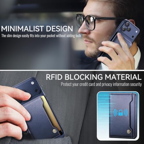 Vinich for MagSafe Wallet Magnetic RFID Blocking Card Holder, Dark Blue - color: Luxury Fashion Blue