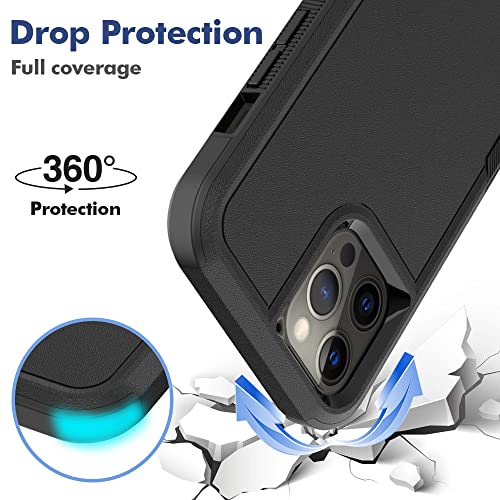 Heavy‑Duty Rugged Anti‑Drop Shockproof Protective Phone Case for iPhone 12 Pro Max, Durable Protective Shell, Black - color: Black, size: iPhone 12 Pro Max