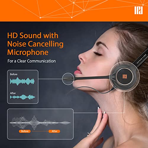 IPD IPH-255 Phone Headset with Noise Cancelling Microphone for Office and Call Center-Compatible with Avaya 1608 1616 9601 9608 9611 9611G 9620 9621 9630 9631 9640 9641 9650 9670 J139 J159 J169 J179 - color: 255-BL-LEAT