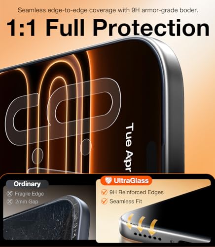 UltraGlass TOP 9H+ Armor for iPhone 16 Privacy Screen Protector, 2 Pack - size: 1-iPhone 16