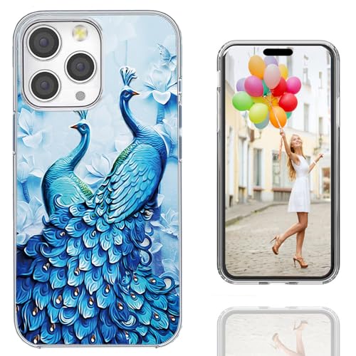 for iPhone 14 Pro Max Case for Women Girl Men, Full Protective Shockproof Slim Soft TPU Clear Phone Cover Cases for iPhone 14 ProMax 6.7,Beautiful Blue Peacock Butterfly Flower - color: Blue Peacock Butterfly