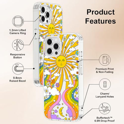 MOSNOVO Case for iPhone 12 & iPhone 12 Pro, [Buffertech 6.6ft Military-Grade Drop Protection] [Anti Peel Off Tech] Clear TPU Bumper Phone Case Cover Design - 70's Psychedelic Groovy Art - color: Clear - 70's Psychedelic Groovy Art, size: iPhone 12 / iPhon