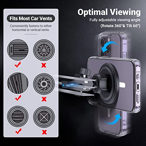 PROfezzion 2-Pack Magnetic Car Vent Mount Holder Compatible with MagSafe - style: Car Air Vent (2-Pack)