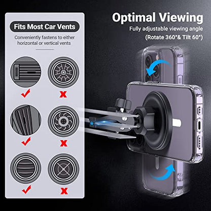 PROfezzion 2-Pack Magnetic Car Vent Mount Holder Compatible with MagSafe - style: Car Air Vent (2-Pack)