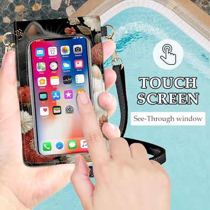 Small Crossbody Bags for Women Touchscreen Cell Phone Bag Cross Body Purses with adjustable Strap,Gifts For Teenage Girls - color: Black & White Cats