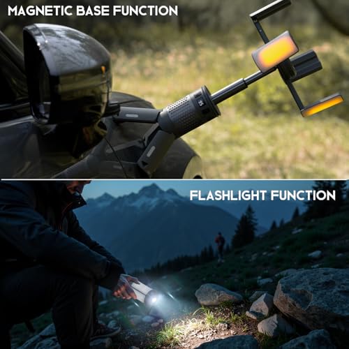 Telescopic Camping Lights with Stand, 40H Playtime, Magnetic Base - color: Green