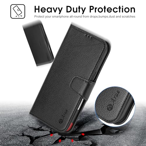 Arae Compatible with iPhone Air Case Wallet with Card Holder, Wristlet Strap Wallet Flip Cover for iPhone Air 6.5 inch Men/Women, RFID Blocking, Kickstand, Litchi Black - color: Litchi Black, size: iPhone Air 6.3 inch