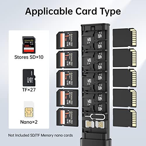 BUDI Pop-up Design 30 Slots Memory Card Case Crush & Shockproof Wallet for 27 Micro SD SDXC SDHC TF Cards and 6 Cards/Micro SDHC/Micro Holder Organizer,Case Storage - size: classic case