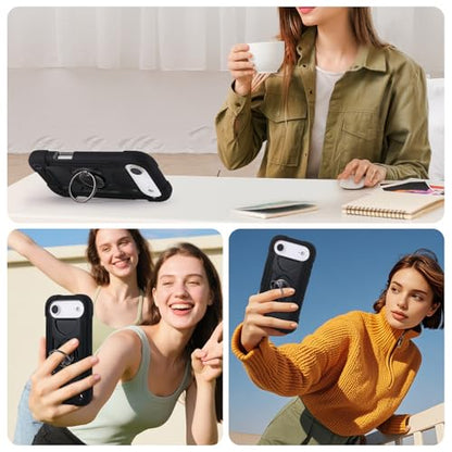 MARKILL Compatible with iPhone Air Case 6.5 Inch 2025 with 360 Degree Rotate Ring Stand, Military Grade Drop Protection Full Body Rugged Protective Case Kids Black - color: Black, size: iPhone Air 6.5"