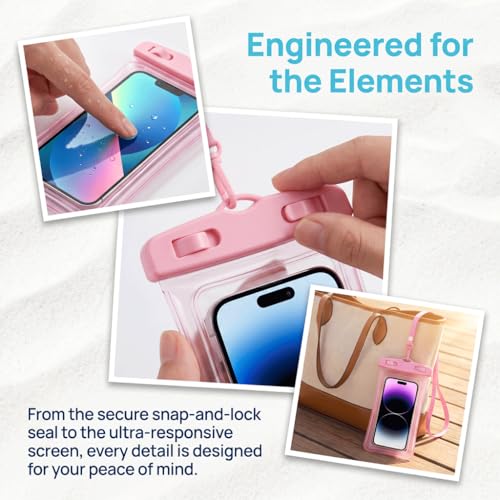 Waterproof Phone Pouch Case-[2 Pack][Easy Lock & Heavy Duty] IPX8 Water Proof Cell Phone Dry Bag for Beach,Swim Protector for iPhone 17 16 15 14 13 12 11 Pro Max Plus, Galaxy S25,7.2",Blue and Pink