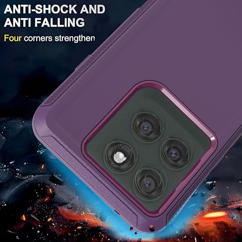 for Moto Edge 2025 Phone Case (Not Fit for G 5G 2025) 3 in 1 Shockproof TPU Hard PC Bumper Drop-Proof Shell for Moto Edge 2025 Purple/Red - color: Lihgt Purple with Drak Red