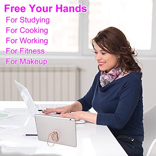 Phone Ring Holder Finger Kickstand, Foldable 360° Rotation Cellphone Grip for Desk, Office Desktop, Cell Phone Stand Compatible with iPhone iPad Smartphones Tablets (with Magnetic Car Mount) - color: Rose Gold