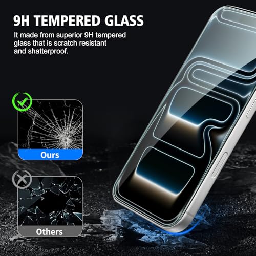 2+2 Pack compatible with iPhone 17 Pro Max Screen Protector Tempered Glass with Camera Lens Protector, Protection Film with Easy Installation Frame, 9H Hardness, Scratch Resistant, Case Friendly - size: iP17 Pro Max transparent
