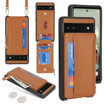 Cavor Compatible with Google Pixel 6a Case Wallet, Brown - color: Brown, size: Google Pixel 6a