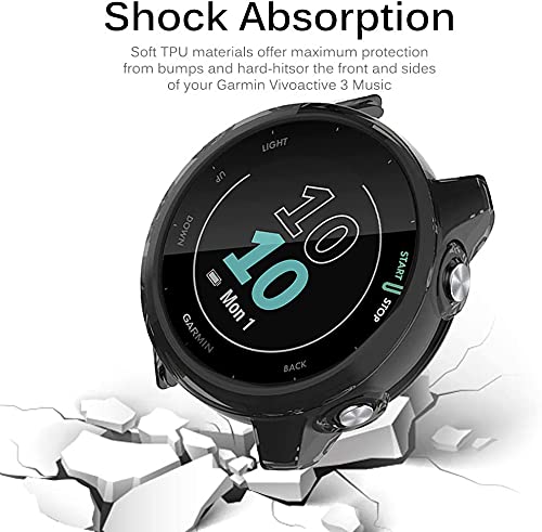 Compatible for Garmin Forerunner 55 Screen Protector with Case, Lamshaw (2+1Pack) Tempered Glass Film Full Coverage + Soft TPU Protective Case Compatible for Garmin 55 Smartwatch