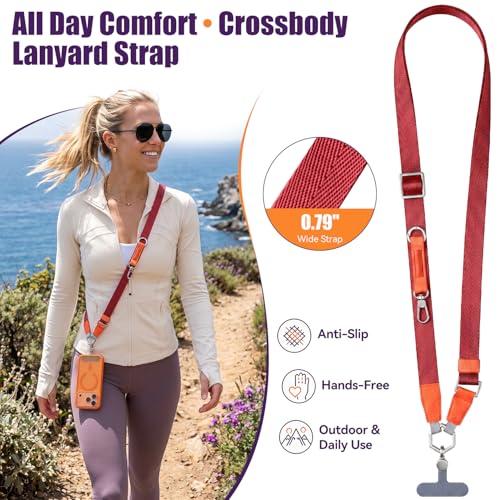 Phone Lanyard Crossbody,Adjustable Anti-Theft Neck Strap,Red - color: Red