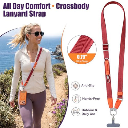 Phone Lanyard Crossbody,Adjustable Anti-Theft Neck Strap,Red - color: Red