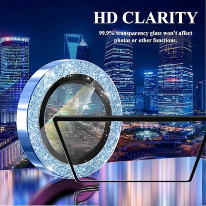 for Samsung Galaxy Z Flip6 Camera Lens Protectors, Glitter Bling Sparkly Camera Cover with Aluminum Edging,Individual Metal Lens Cover [Case Friendly],Bling-Blue - color: Bling-Blue