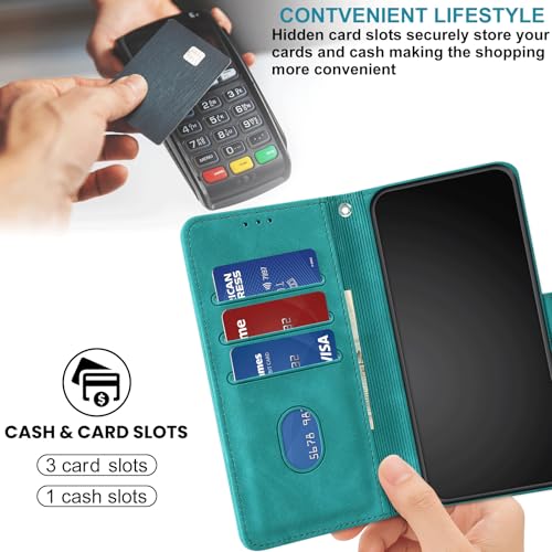 Case Wallet for Motorola Moto G Power 2025/ G Power 2026, Turquoise | RFID Blocking, 3 Card Holder Stand, Shockproof TPU Shell, PU Leather Magnetic Closure, 6.8-inch - color: Turquoise