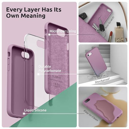 SURPHY Designed for iPhone SE Case, iPhone 8 Case, iPhone 7 Case, Liquid Silicone Phone Case for iPhone se 3rd 2nd SE 2022 SE 2020, Lilac Purple - color: Lilac Purple