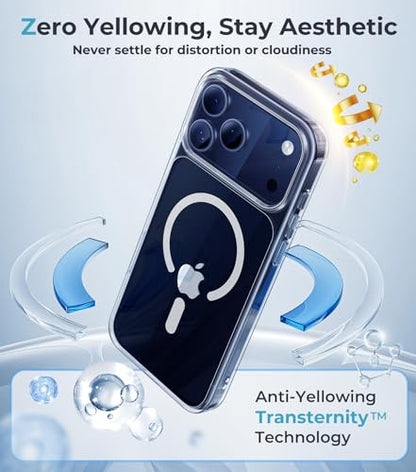 Clear Magnetic Case for iPhone 17 Pro Max Cases with Camera Control, Anti-Yellowing Crystal Clear for Apple 17 Pro Max case Compatible MagSafe, Transparent Shockproof Phone Case for iPhone 17 Pro Max - size: iPhone 17 Pro Max 6.9"
