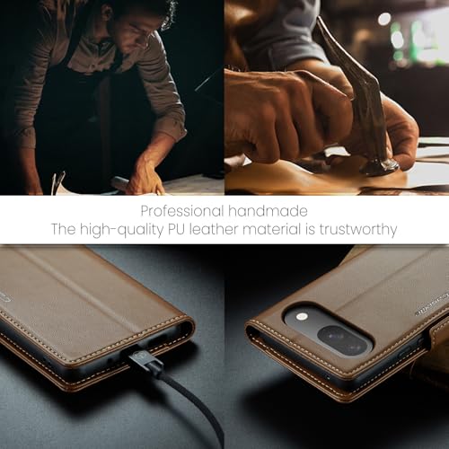 Wallet Case for Google Pixel 10/Google Pixel 10 Pro, Magnetic Flip Case with RFID Blocking Card Holder Kickstand for Women Men, Shockproof Durable Protective Phone Cover (Brown) - color: Brown