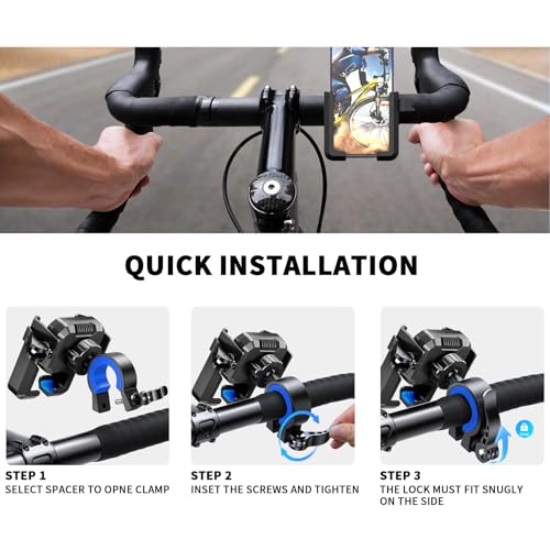 RESPECTED BRO Motorcycle-Phone-Mount & Bike Phone Holder - Durable Phone Holder for Bike and Motorcycle, Bicycle Phone Mount, Fits All Smartphones (Blue) - color: Blue