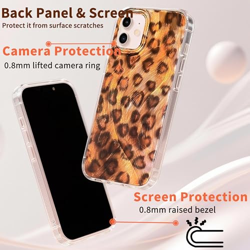 Compatible with iPhone 11 Case,with [Soft Slim][Camera Protection] Cute Leopard Print Love Shiny Aesthetic Phone Cover Anti-Yellowing Shockproof Protective Cover for Women Girl-Brown - color: Brown Leopard Heart, size: iPhone 11