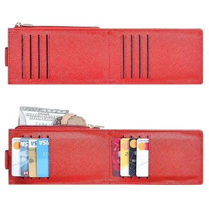 Chelmon Women's RFID Slim Card Holder Wallet | Thin Bifold Multi Card Case with Zipper Coin Pocket Purse for Women(Red) - color: Red