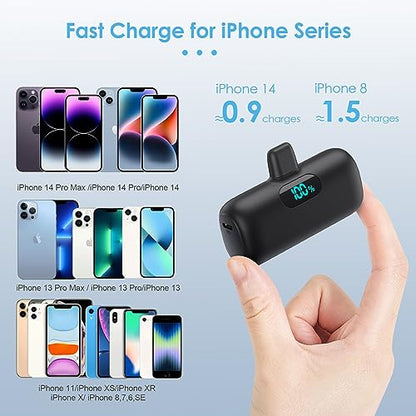 [2 Pack]Small Portable Charger for iPhone14/13,Upgraded 5000mAh PD Fast Charging Power Bank,Mini Portable Phone Charger Compatible with iPhone 14/14 Pro Max/13/13 Pro/12 Pro/11/XR/X/8/7-Black+Black - color: Black+Black