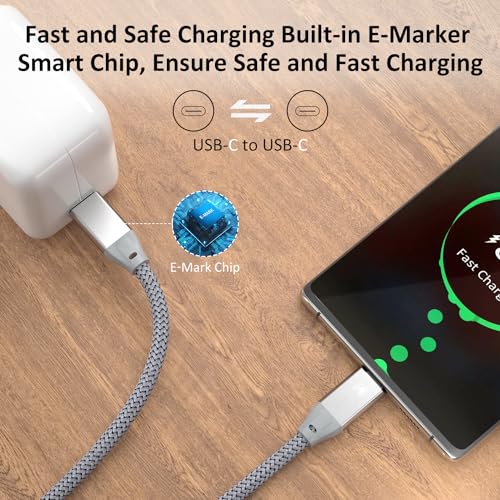 USB C to USB C Cable 100W 3.3FT 2Pack, 4K Video USB C 3.2 Gen 2 Data Cable - color: Silver, size: 3.3FT(2PACK)