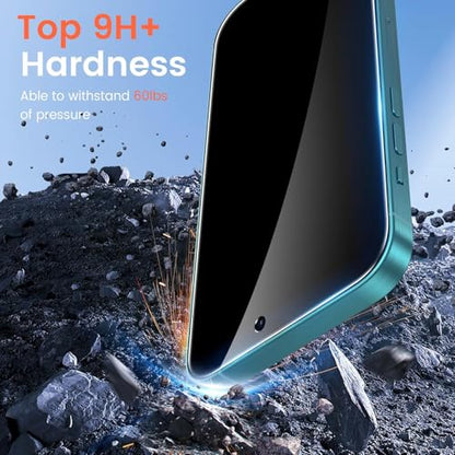 Fotbor 2 Pack Compatible for iPhone 15 Plus/iPhone 16 Plus Privacy Screen Protector, Anti Spy Private Case Friendly Anti-Scratch 9H Hardness Tempered Glass - size: iPhone 15 Plus/16 Plus - 6.1 inch